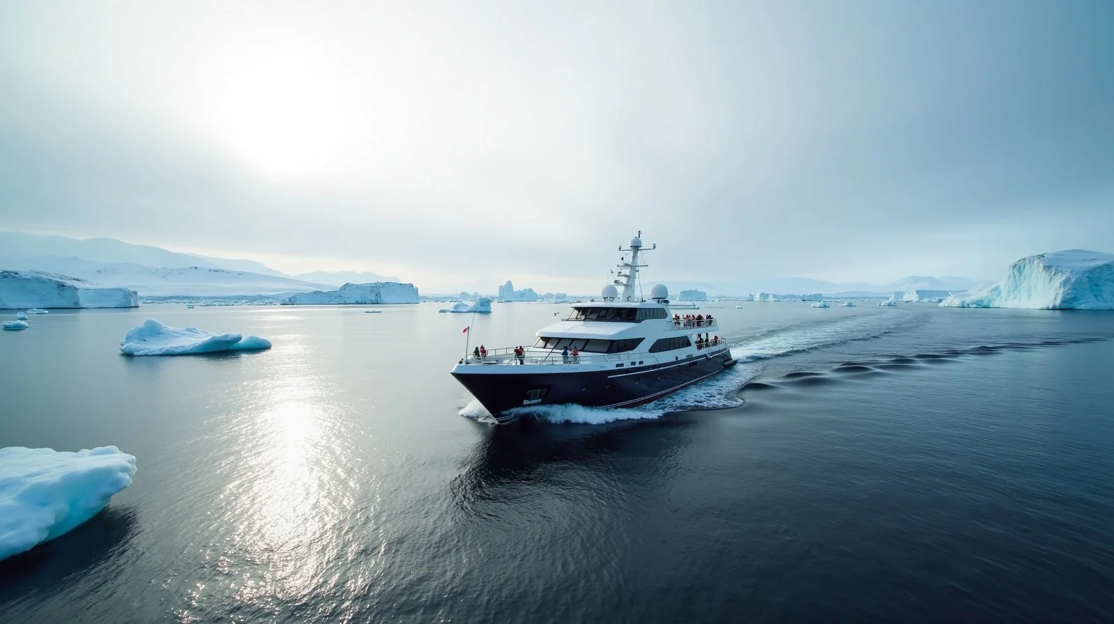 Small expedition vessel in polar waters